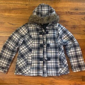 Cato White & Black Plaid Hoodie Hooded Winter Jacket Coat
Size L
Cotton Polyeste